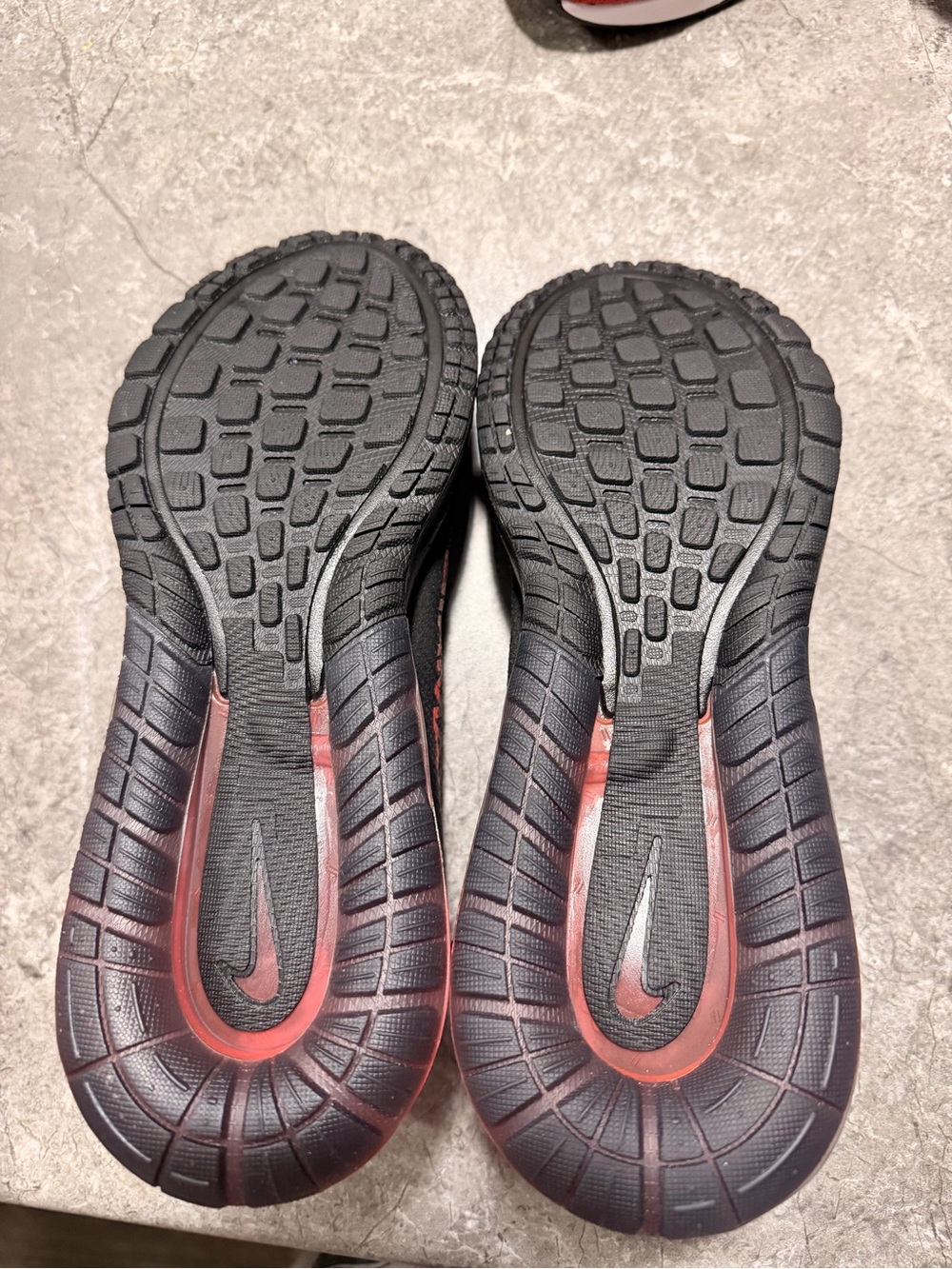 Nike Men’s Black and Red Athletic Running Shoes - Treaded Outsole